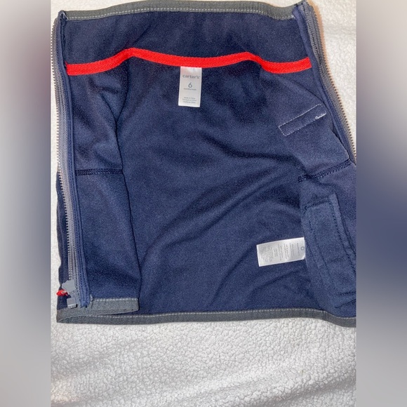 Carters 6 Month Daddy & Son Construction Fleece Zip Up Vest EUC Cute Baby Top - Picture 3 of 4